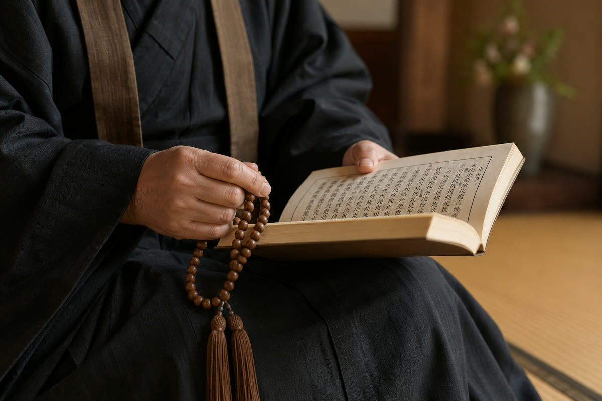 読経する僧侶の手元